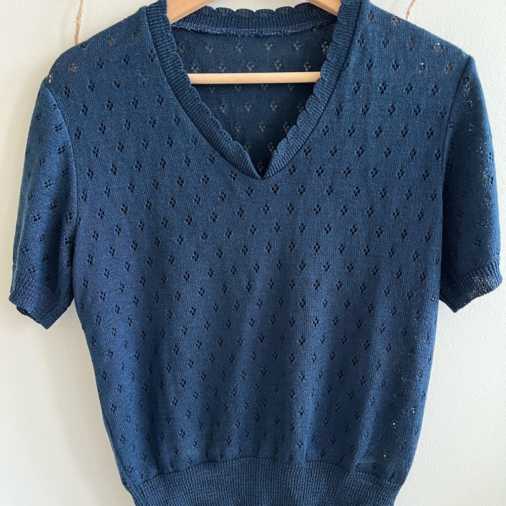 Vintage knit short sleeve sweater